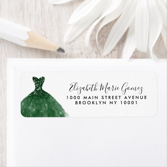 Étiquette Glam Emerald Green Parties scintillant Argent Gown (En situation)