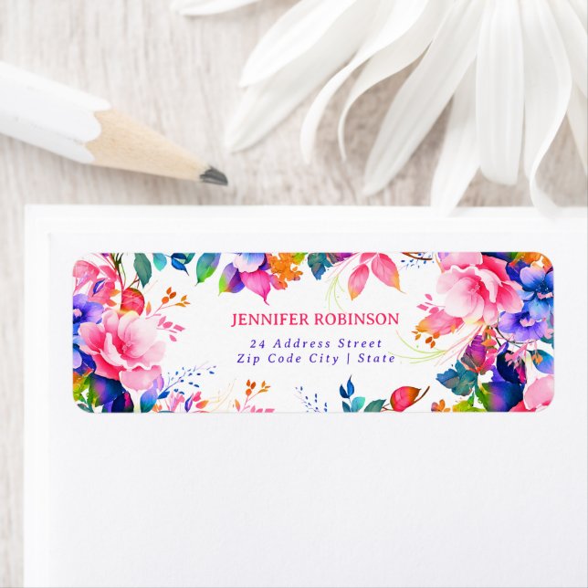 Étiquette Glam Garden Aquarelle Florale fête d'anniversaire (En situation)