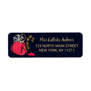 Étiquette Glam Girly Chaussures sac à neige bonbons Noël