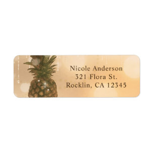 Étiquette Glam Golden Pineappé Élégante Invitation tropicale
