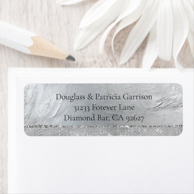 Étiquette Glam Silver Sparkle (En situation)