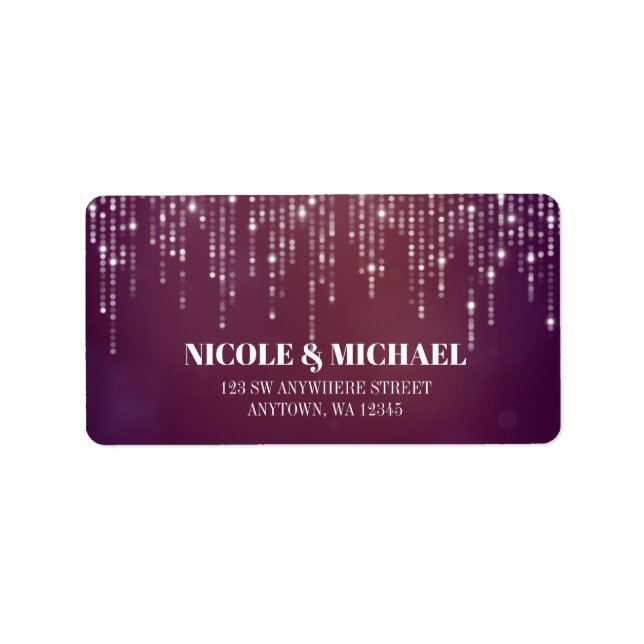 Étiquette Glam White Fairy Lights pourpre rose bokee (Devant)