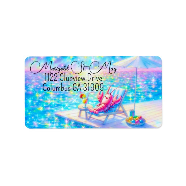 Étiquette Glittering Lobster Beach Address Labels (Devant)