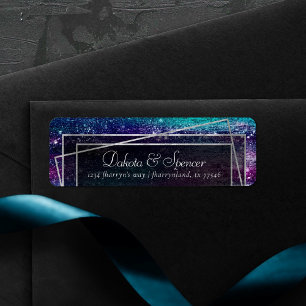 Étiquette Glitzy Foil Adresse Ombre Holographique Iridesce