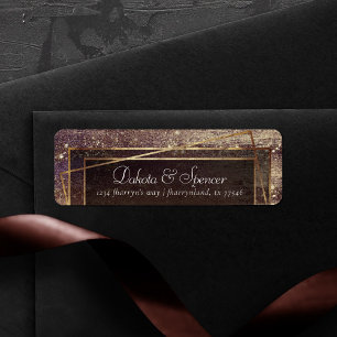 Étiquette Glitzy Foil Golden Bronze Copper Adresse de reto