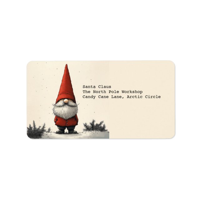 Étiquette Gnome d'hiver joyeux en Casquette rouge (Devant)