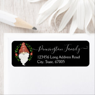 Étiquette Gnome Holiday Adresse postale Nom de famille