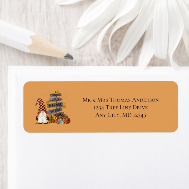 Étiquette Gnomes d'Halloween, Automne, Citrouilles, Fête d'H (En situation)