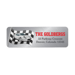 Étiquette Go-Kart Car Racing Bar Mitzvah Adresse