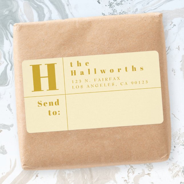 Étiquette Gold & Almond Modern Bold Block Adresse de retour (Créateur téléchargé)