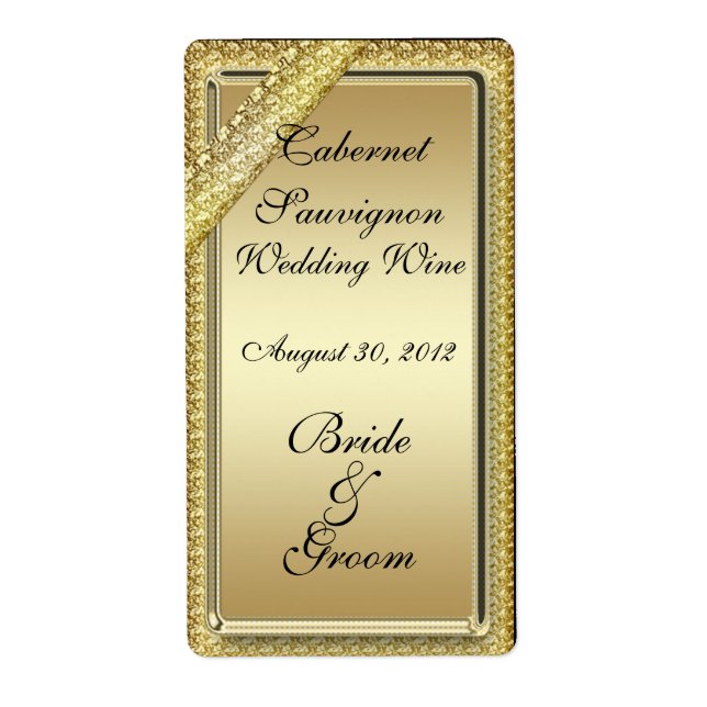 Étiquette Gold Bar Wedding Wine Label (Devant)