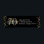 Étiquette Gold Black 70th Birthday Parties scintillant Confe<br><div class="desc">Elégante 70e fête d'anniversaire Gold Faux Parties scintillant Confetti modèle noir. Facile à utiliser et facile à personnaliser. Commandez aujourd'hui !</div>