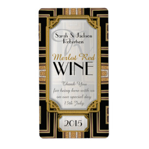 Étiquette Gold+Black Art Déco Vin bouteille Vintage Étiquett