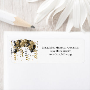 Étiquette Gold Black Ballots Nouvel An Eve Adresse de retour