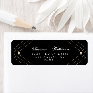 Étiquette Gold Black Diamond Géométrique Mariage Gatsby