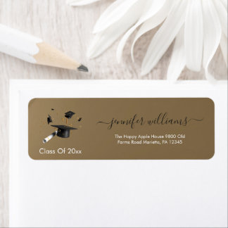 Étiquette  Gold Black Double Graduation Return Address