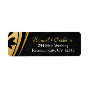 Étiquette Gold Black Elegant Mariage Anniversaire Adresse