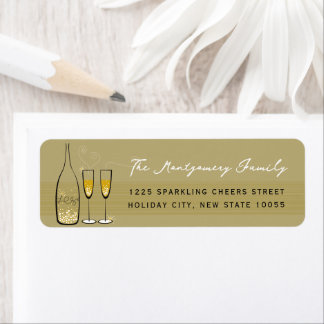 Étiquette Gold Champagne Bubbly Cheval Chic Adresse de retou