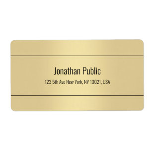 Étiquette Gold Color Simple Design Modèle Adresse d'expéditi
