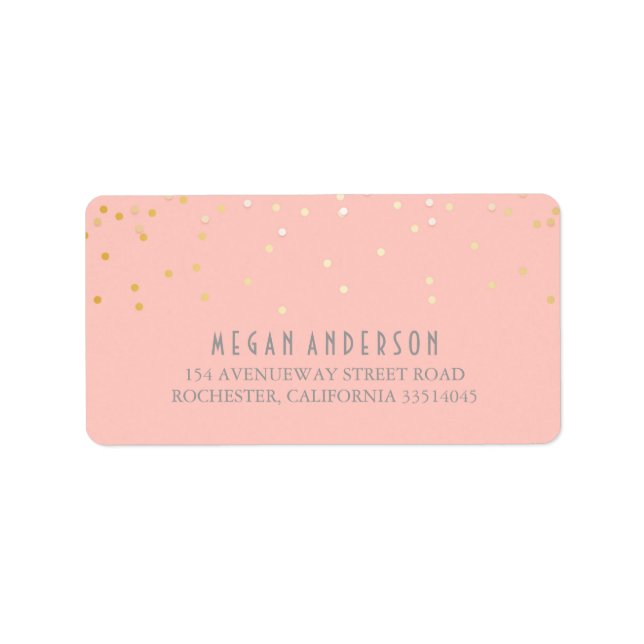 Étiquette Gold Confetti Blush Mariage rose (Devant)