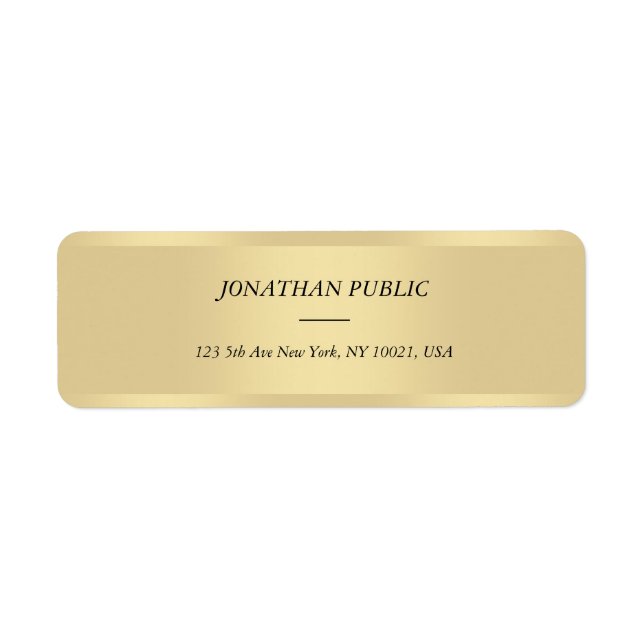 Étiquette Gold Cursive Texte Police Modern Return Adresse (Devant)