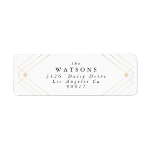 Étiquette Gold Diamond Géométrique Art Déco Mariage Gatsby