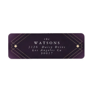 Étiquette Gold Diamond violet Mariage géométrique Gatsby