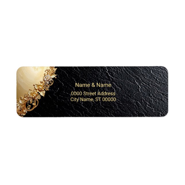 Étiquette Gold Floral Embellishments Return Address Label (Devant)