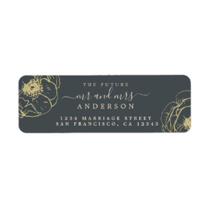 Étiquette Gold Floral Future M. Mme Mariage Adresse de retou