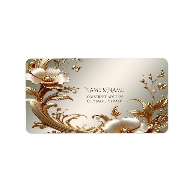 Étiquette Gold Floral Return Address Label (Devant)