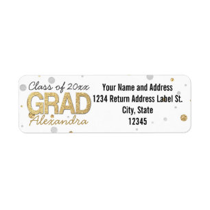 Étiquette Gold Foil Parties scintillant Confetti Graduation 