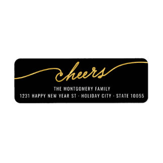 Étiquette Gold Foil salue Calligraphie Chic Holiday Adresse