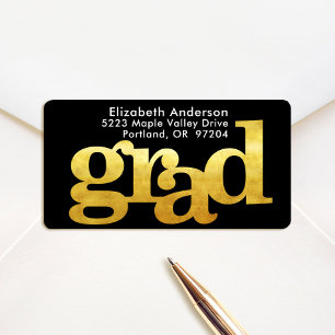Étiquette Gold graduation moderne simple typographie adresse