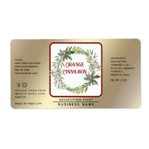 Étiquette Gold Holiday Wreath wreath simple produit