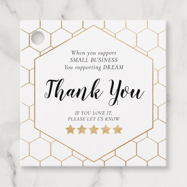 Étiquette Gold Honeypeb Merci de petite entreprise (Devant)