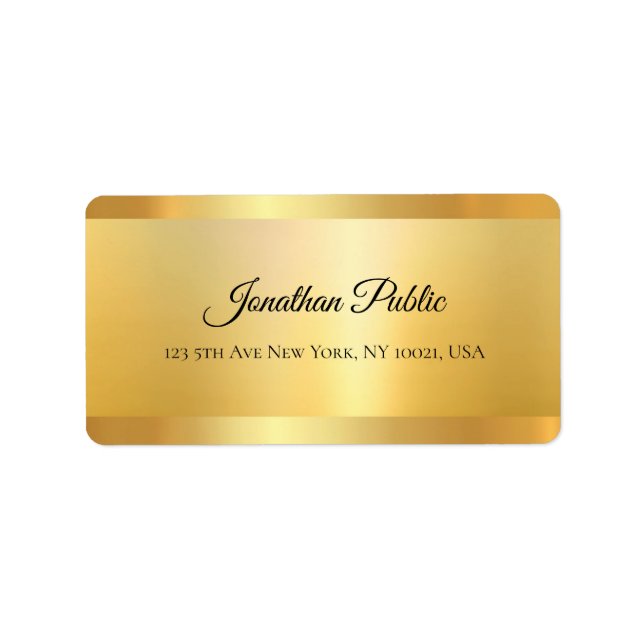 Étiquette Gold Look Hand Script Name Professional Elegant (Devant)