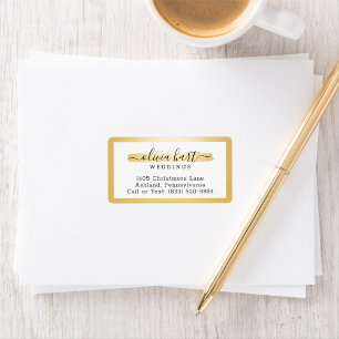 Étiquette Gold Minimaliste Paint Swash Logo Styliste Adresse