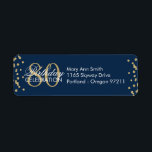 Étiquette Gold Navy Blue 80e anniversaire Parties scintillan<br><div class="desc">Elégant 80e anniversaire de la fête Gold Faux Parties scintillant Confetti modèle bleu marine. Facile à utiliser et facile à personnaliser. Commandez aujourd'hui !</div>
