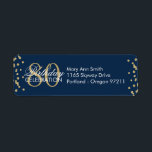 Étiquette Gold Navy Blue 80e anniversaire Parties scintillan<br><div class="desc">Elégant 80e anniversaire de la fête Gold Faux Parties scintillant Confetti modèle bleu marine. Facile à utiliser et facile à personnaliser. Commandez aujourd'hui !</div>