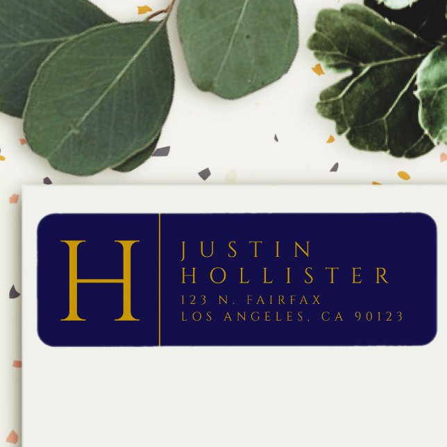 Étiquette Gold & Navy | Classy Return Address Label (Créateur téléchargé)