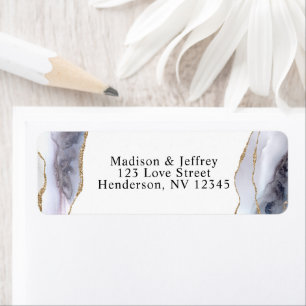 Étiquette Gold Parties scintillant & Navy Blue Agate Adresse