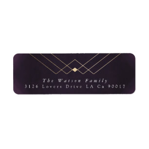Étiquette Gold Purple Elegance Diamant Geo Déco Mariage