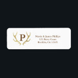 Étiquette Gold Rustic Deer Antlers Woodsy Invitation<br><div class="desc">Gold Rustic Deer Antlers Woodsy Invitation Étiquettes. Customisez avec tout texte. Éléments correspondants disponibles.</div>