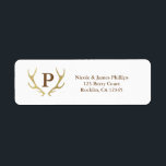 Étiquette Gold Rustic Deer Antlers Woodsy Invitation<br><div class="desc">Gold Rustic Deer Antlers Woodsy Invitation Étiquettes. Customisez avec tout texte. Éléments correspondants disponibles.</div>