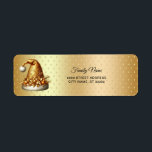 Étiquette Gold Santa Hat Christmas Retat Adresse de retour<br><div class="desc">Belle or Santa Hat Noël Adresse de retour Label</div>
