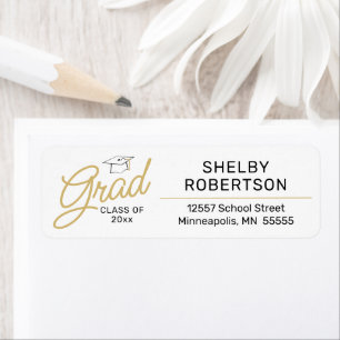 Étiquette Gold Script Class of 2025 Grad