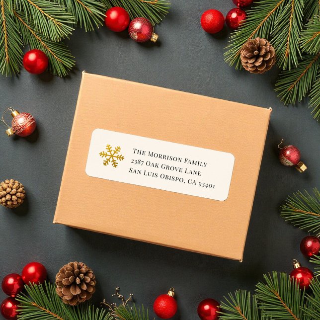 Étiquette Gold Snowflake Christmas Return Address Label (Créateur téléchargé)