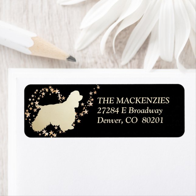 Étiquette Gold Star Swirl American Cocker Spaniel (En situation)