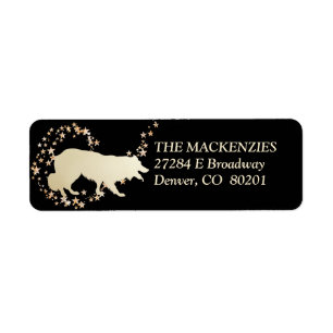 Étiquette Gold Star Swirl Border Collie