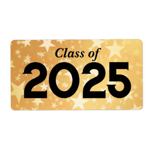 Étiquette Gold Stars Graduate Class Of 2025   Bouteille d'Ea